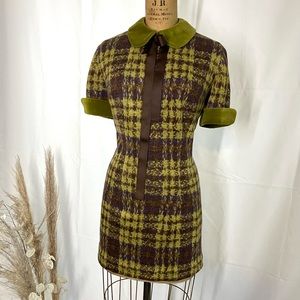 Plaid mod style dress, handmade by Evelyn & June.  Size medium/large.